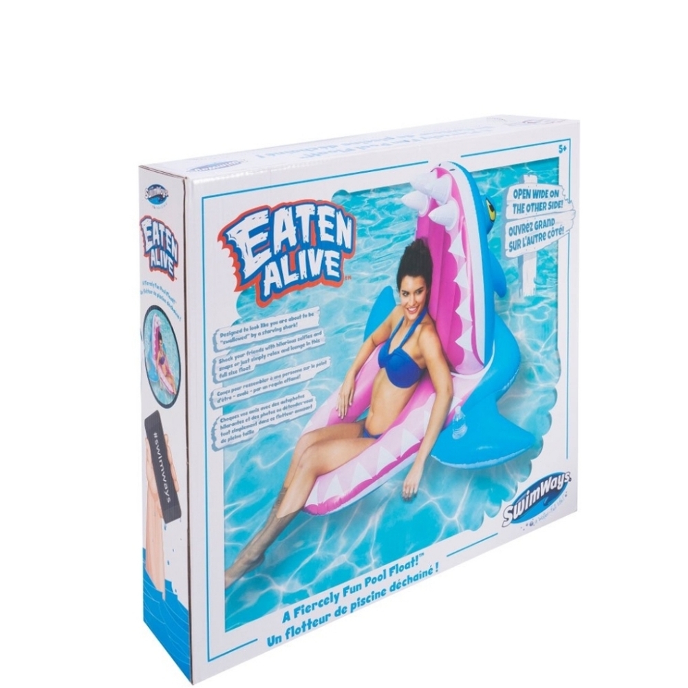 Swimways EATEN ALIVE Inflatable PVC Pool Float for ages 5 & up. Shark Float NIB